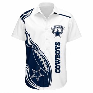 Bold Star Fireball Cowboys White Aloha Shirt 1