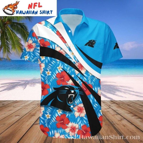 Bold Stripes And Florals Carolina Panthers Hawaiian Shirt