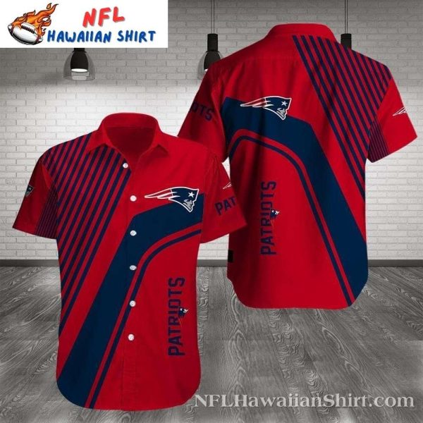 Bold Stripes Red And Navy New England Patriots Hawaiian Shirt