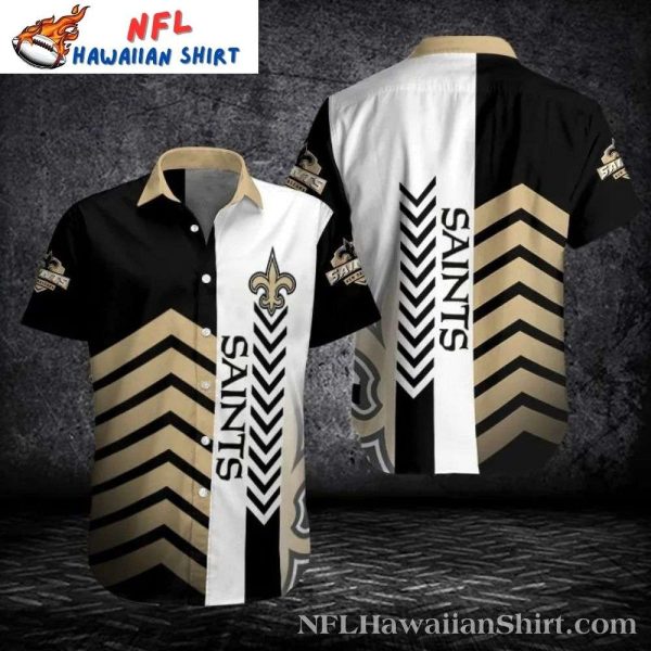 Bold Stripes Saints Pride – Black Gold New Orleans Saints Hawaiian Shirt