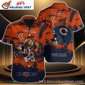 Bold Sunset Chicago Bears Palm Silhouette Hawaiian Shirt