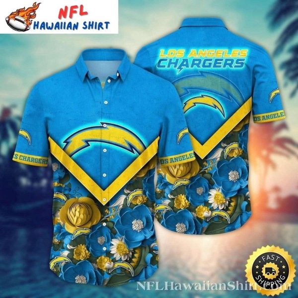 Bolt Action Blue Floral Chargers Hawaiian Shirt
