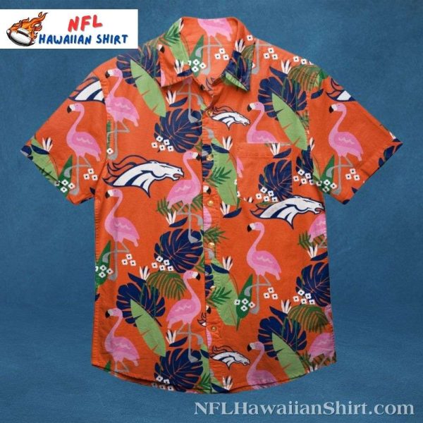 Broncos Hawaiian Shirt With Flamingos And Floral Pattern