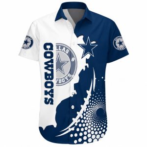 Bubble Splash Star Cowboys Hawaiian Shirt Blue White 1