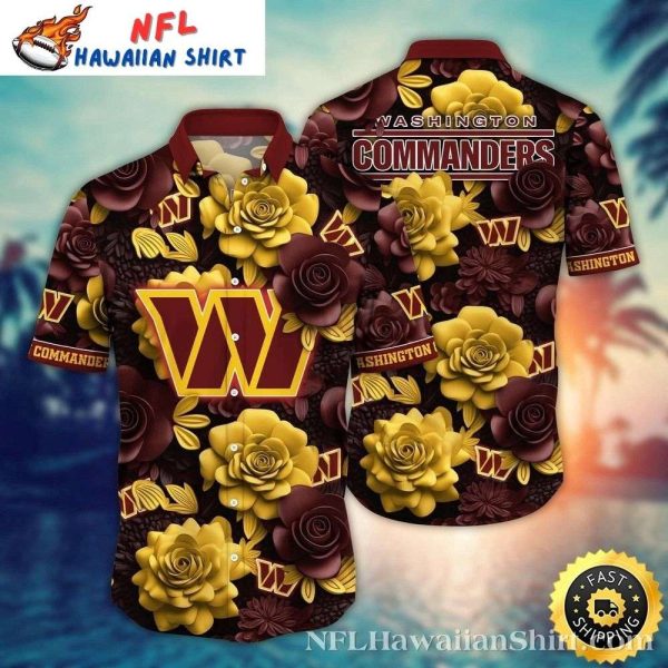 Burgundy Bouquet – Washington Commanders Floral Hawaiian Shirt