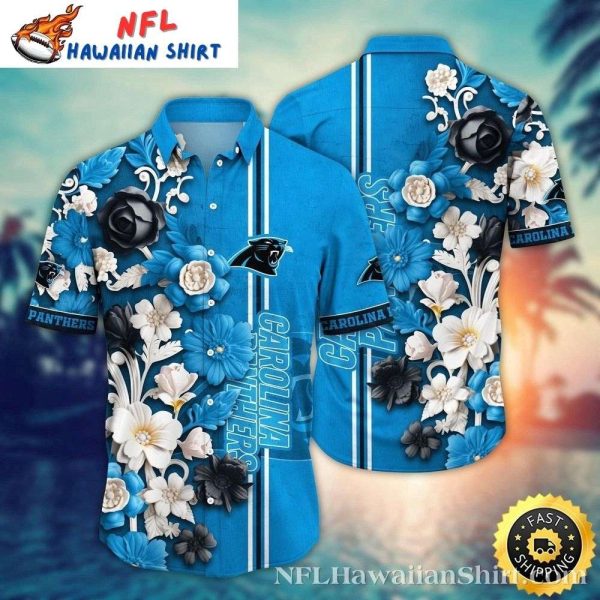 Carolina Panthers Crisp Floral Lines Hawaiian Shirt