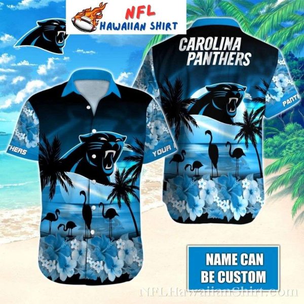 Carolina Panthers Customizable Beach Scene Hawaiian Shirt