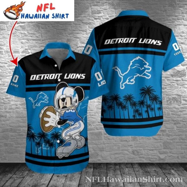 Cartoon Gridiron Customizable Detroit Lions Mickey Hawaiian Shirt