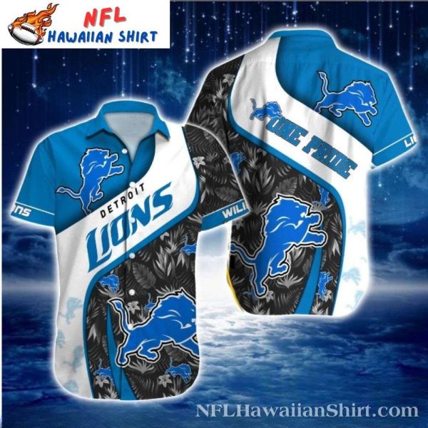 Celestial Blue Lions And Tropical Foliage Custom Hawaiian Shirt