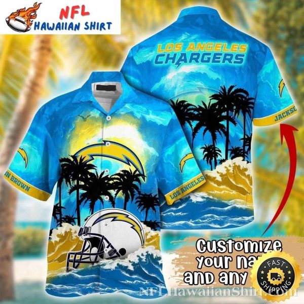 Chargers Cresting Wave – Personalized Name Tropical Hawaiian Shirt