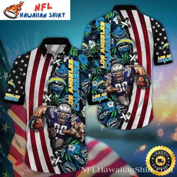 Chargers Patriotic Pride – Stars And Stripes Team Mascot Hawaiian Shirt