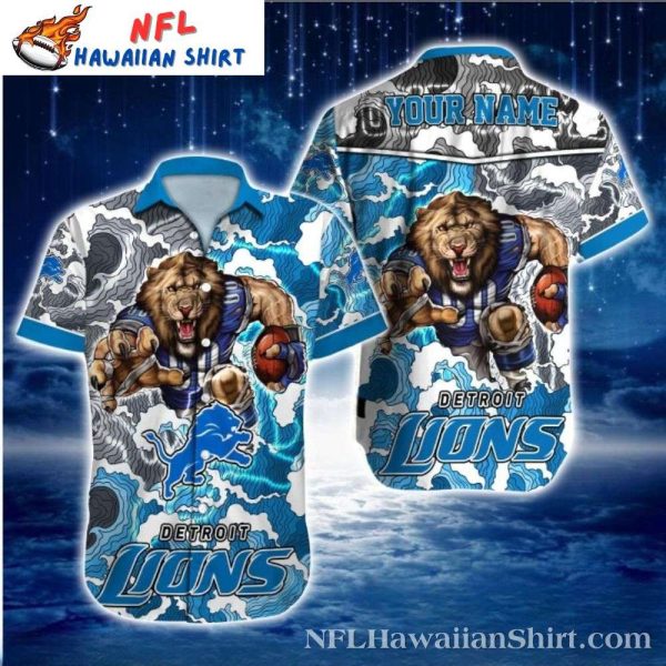 Charging Lion Detroit Lions Stormy Wave Hawaiian Shirt
