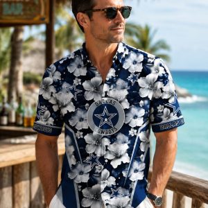 Chic Blossom Cowboys Hawaiian Shirt Floral Noir