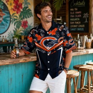 Chicago Bears Aloha Football Season Floral Shirt