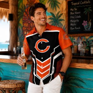 Chicago Bears Bold Orange Gridiron Spirit Hawaiian Shirt