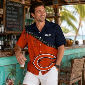 Chicago Bears Orange Wave Aloha Shirt