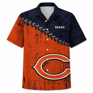 Chicago Bears Orange Wave Hawaiian Shirt