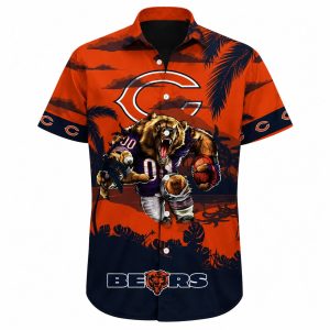 Chicago Bears Sunset Palm Silhouette Hawaiian Shirt 1