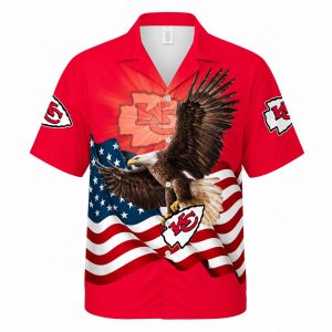 Chiefs American Eagle: Patriotic Red Kansas City Chiefs Men’s Tropical Shirt