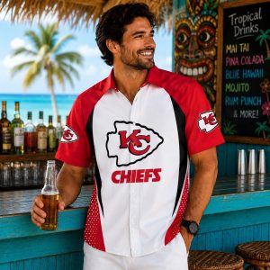 Chiefs Classic Colorblock Kansas City Hawaiian Shirt: Clean Red and White Fan Gear