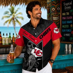 Chiefs Dark Knight Customizable Kansas City Hawaiian Shirt: Skull, Stone Texture, Custom Name