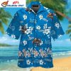 Celestial Blue Lions And Tropical Foliage Custom Hawaiian Shirt