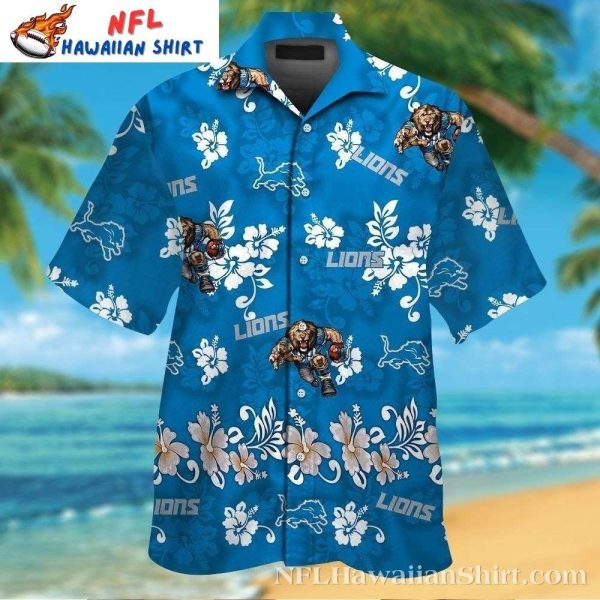 Classic Blue Floral Detroit Lions Hawaiian Aloha Shirt