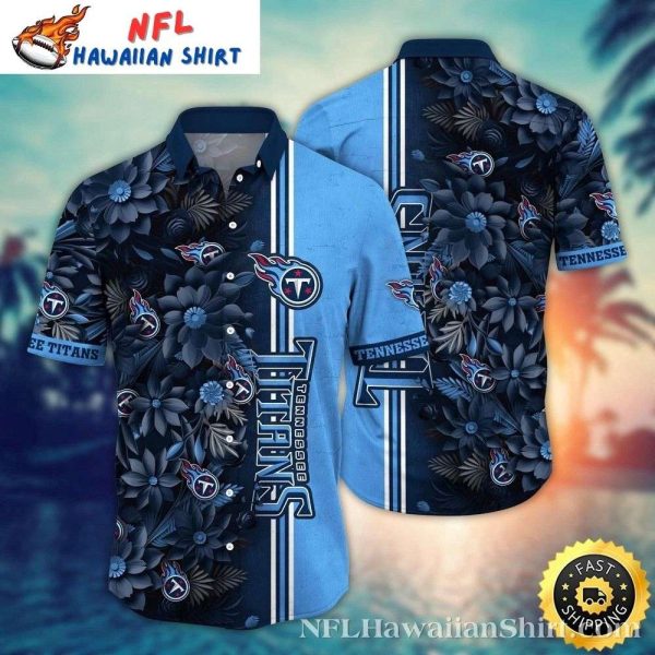 Classic Blue Floral Emblem – Tennessee Titans Hawaiian Shirt