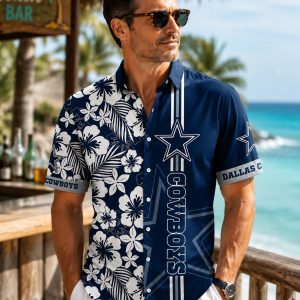 Classic Hibiscus Cowboys Hawaiian Shirt Monochrome