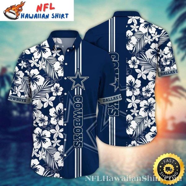 Classic Hibiscus Dallas Cowboys Tropical Shirt – Monochrome Elegance