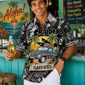 Classic Las Vegas Raiders Roadtrip Palm Hawaiian Shirt: Desert Highway Fan Design
