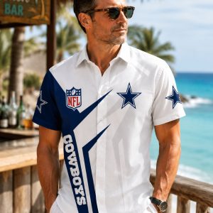 Classic NFL Stripe Cowboys Hawaiian Shirt Custom Name