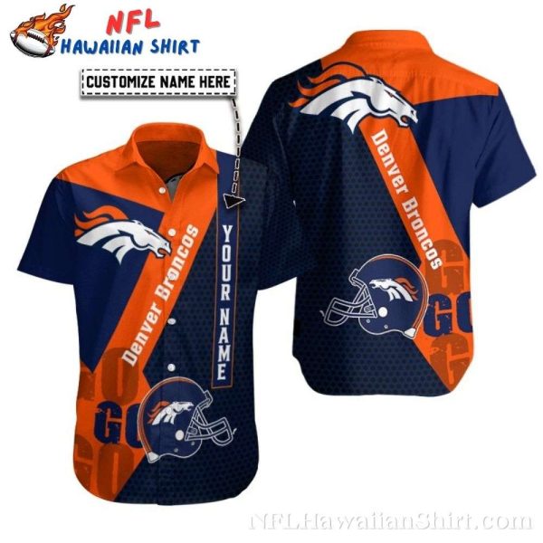 Classic Navy And Orange Denver Broncos Personalized Hawaiian Shirt