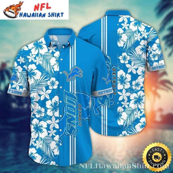 Classic White And Blue Floral Detroit Lions Tropical Hawaiian Shirt