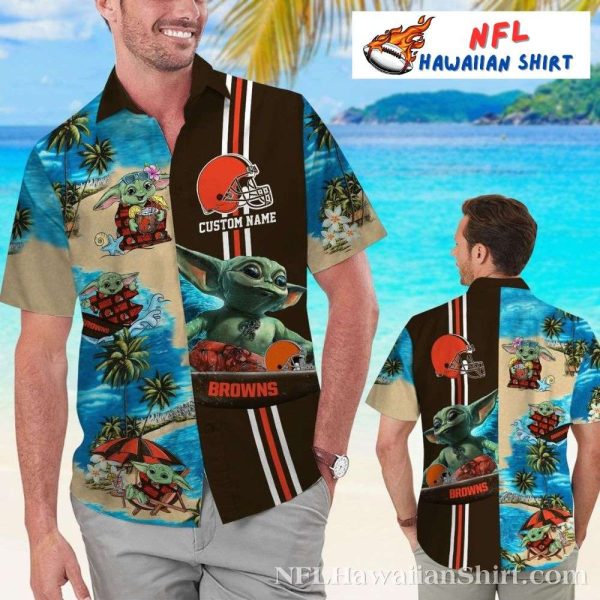 Cleveland Browns Baby Yoda Custom Fan – Tropical Mascot Mix Hawaiian Shirt