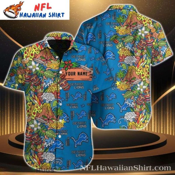 Colorful Detroit Lions Festive Aloha Shirt