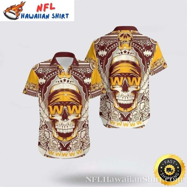 Commanders Calavera – Tropical Skull Hawaiian Shirt Washington Commanders Style