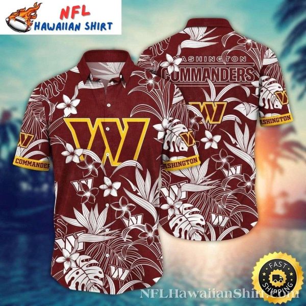 Commanders Monochrome Floral – Washington Commanders Chic Aloha Shirt