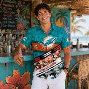 Coral Reef Rally Miami Dolphins Hawaiian Shirt – Layered Tropical Floral