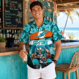Cosmic Defender Miami Dolphins Custom Name Hawaiian Shirt – Mascot Edition