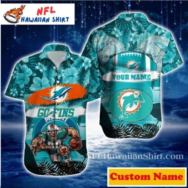 Cosmic Defender – Miami Dolphins Customizable Mascot Hawaiian Shirt