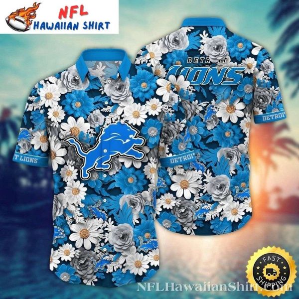 Crisp Blue Daisy Detroit Lions Tropical Hawaiian Shirt