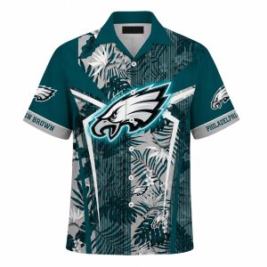 Custom Name Philadelphia Eagles Tropical Hawaiian Shirt 1