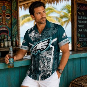 Custom Name Philadelphia Eagles Tropical Hawaiian Shirt