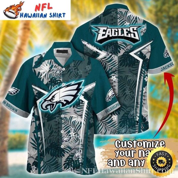 Customizable Name Tropical Leaf Philadelphia Eagles Hawaiian Shirt