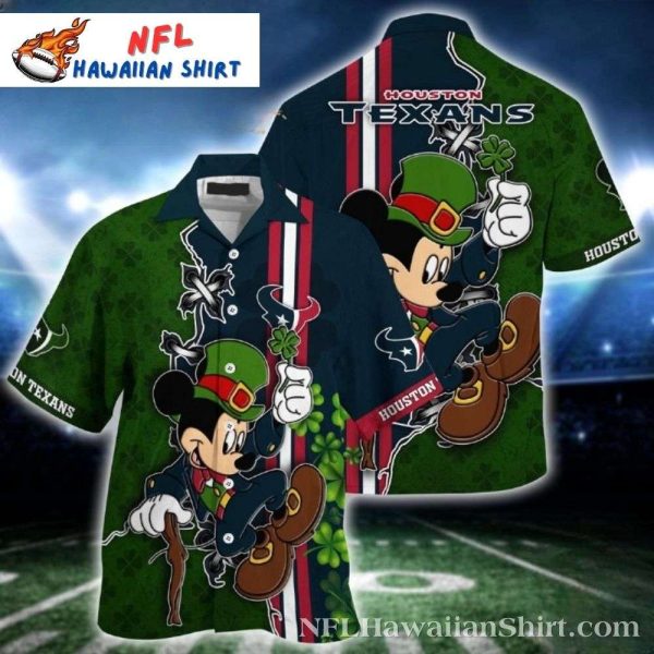Customized Lucky Charm Green Houston Texans Mickey Mouse Hawaiian Shirt