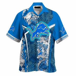 Detroit Lions Blue Palms Summer Vibes Hawaiian Shirt 1
