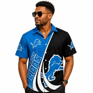 Detroit Lions Bold Swirl Pattern Hawaiian Shirt
