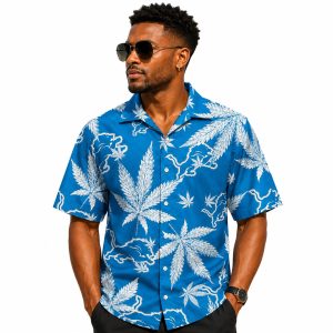 Detroit Lions Cannabis Leaf Hawaiian Shirt