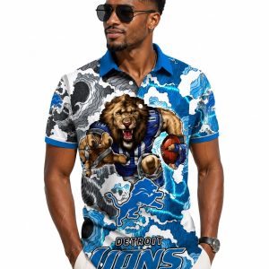 Detroit Lions Charging Lion Stormy Wave Hawaiian Shirt 1 1